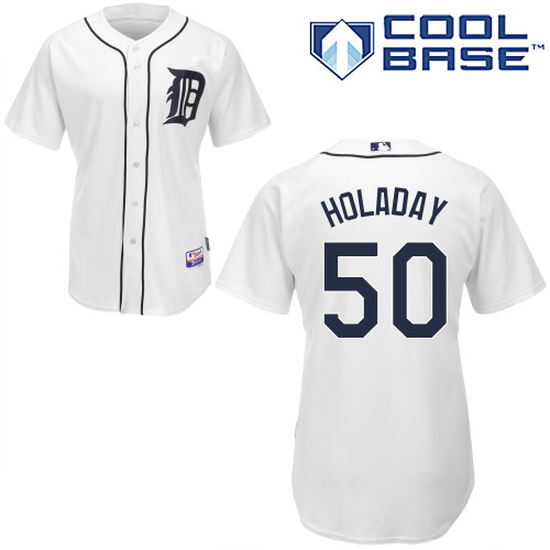 Bryan Holaday #50 MLB Jersey-Detroit Tigers Men's Authentic Home White Cool Base Baseball Jersey